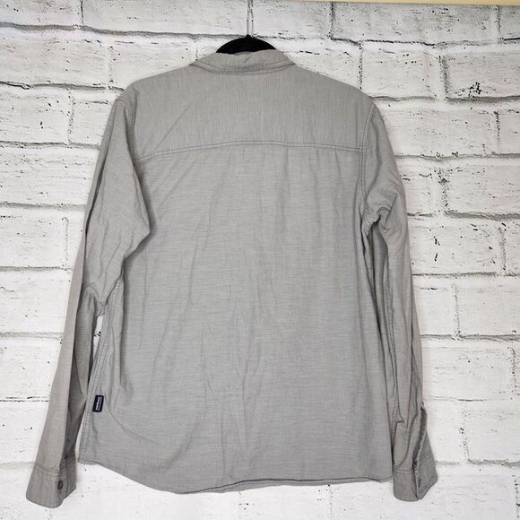 Patagonia Light Gray Long Sleeve Button Up Shirt Organic Cotton Mens Medium - Picture 5 of 9